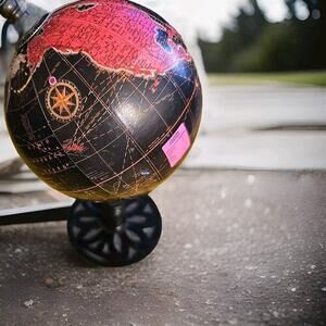 Wood Globe 5" x 5" x 19" Black